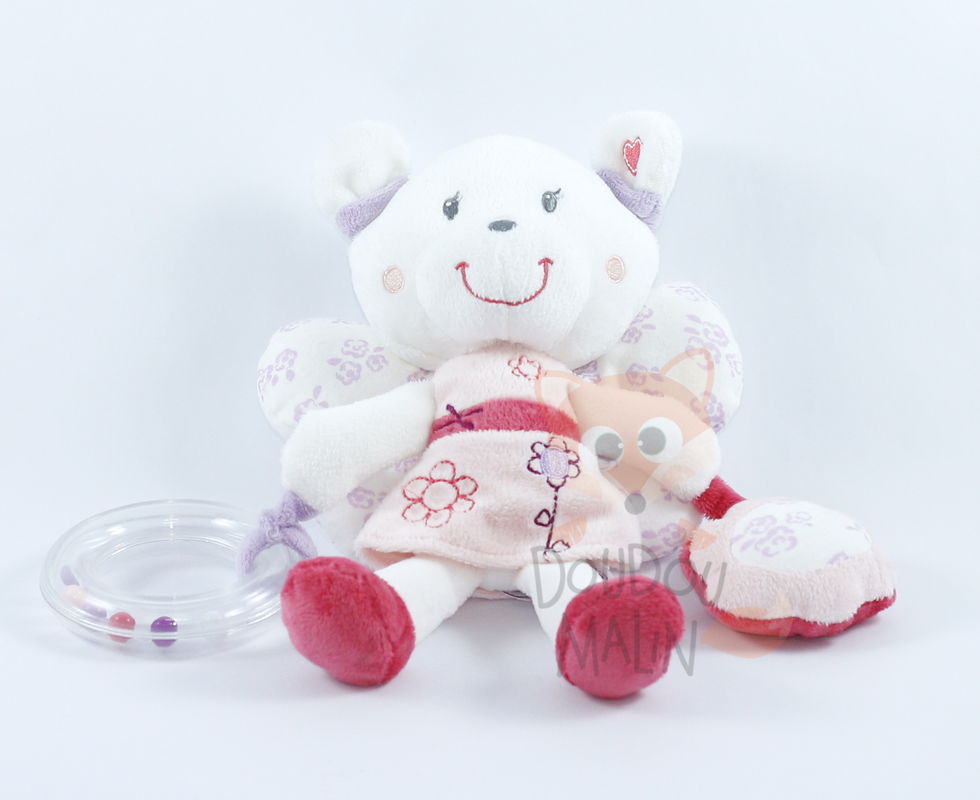  jouet déveil ours papillon blanc rose violet coeur 